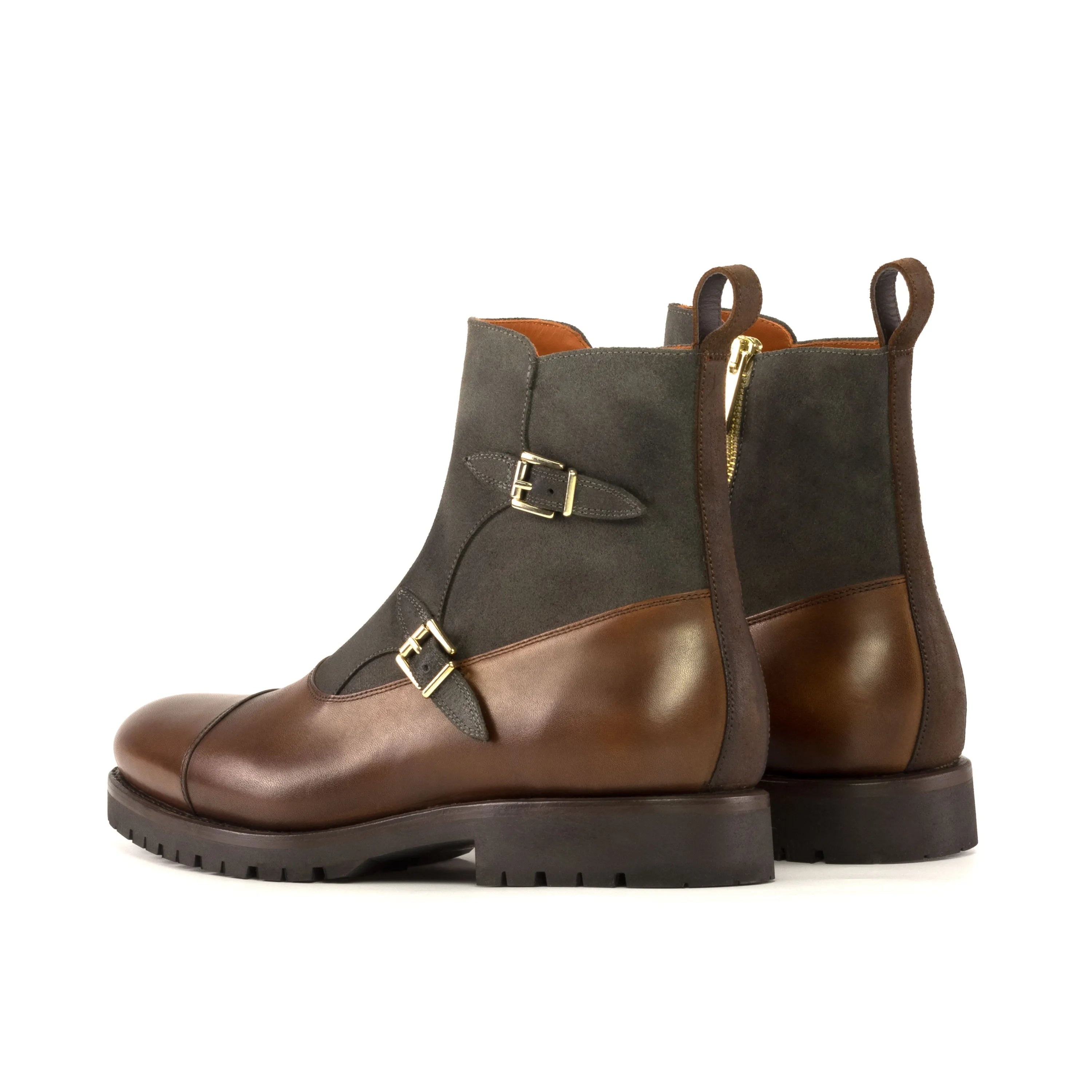 Two-tone leather monk strap boots from Walnik Octavian Boots II collection