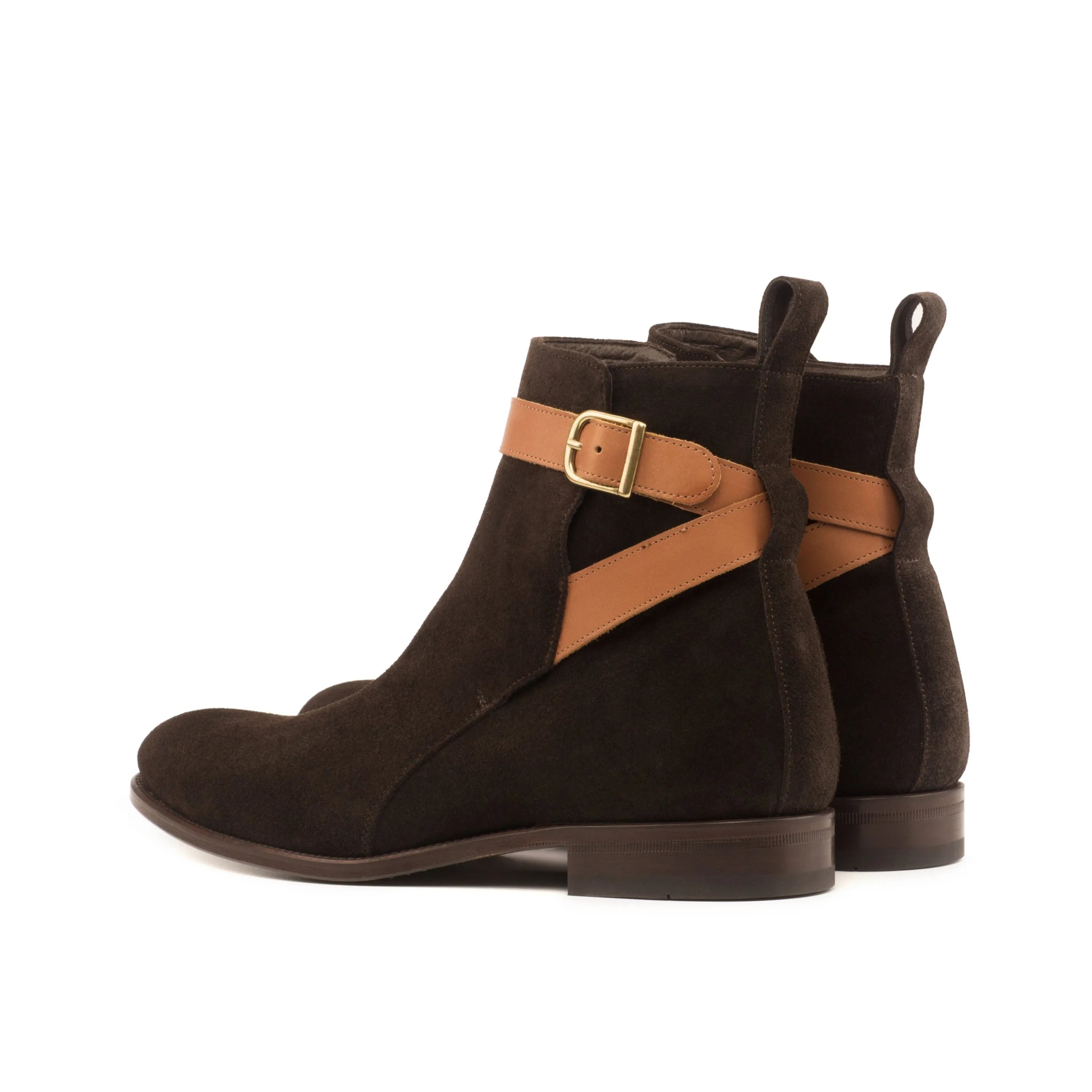 Brown suede Wapasha Jodhpur Boots featuring a stylish tan strap