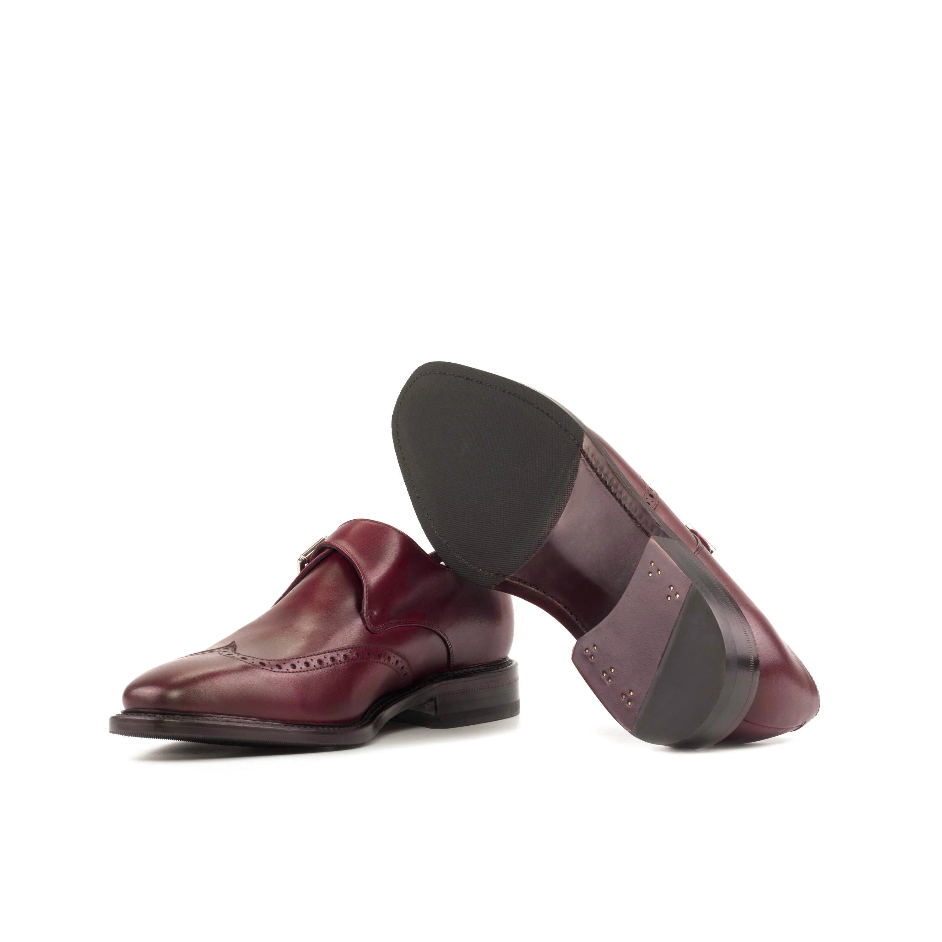 Burgundy leather monk strap shoes Waz Single Monk available for fast lane delivery in business days