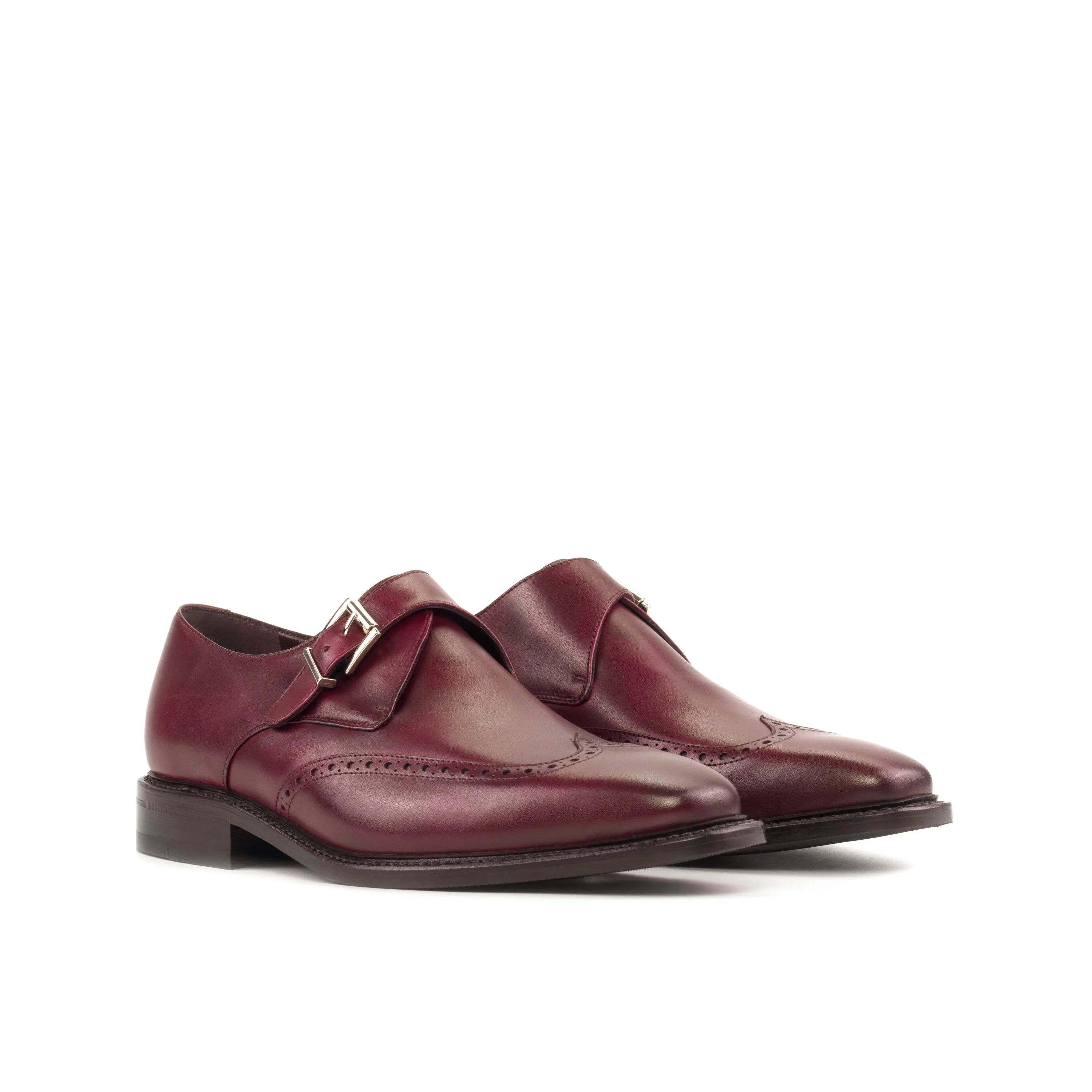 Burgundy leather Waz Single Monk strap shoes for a stylish fast lane look in business days