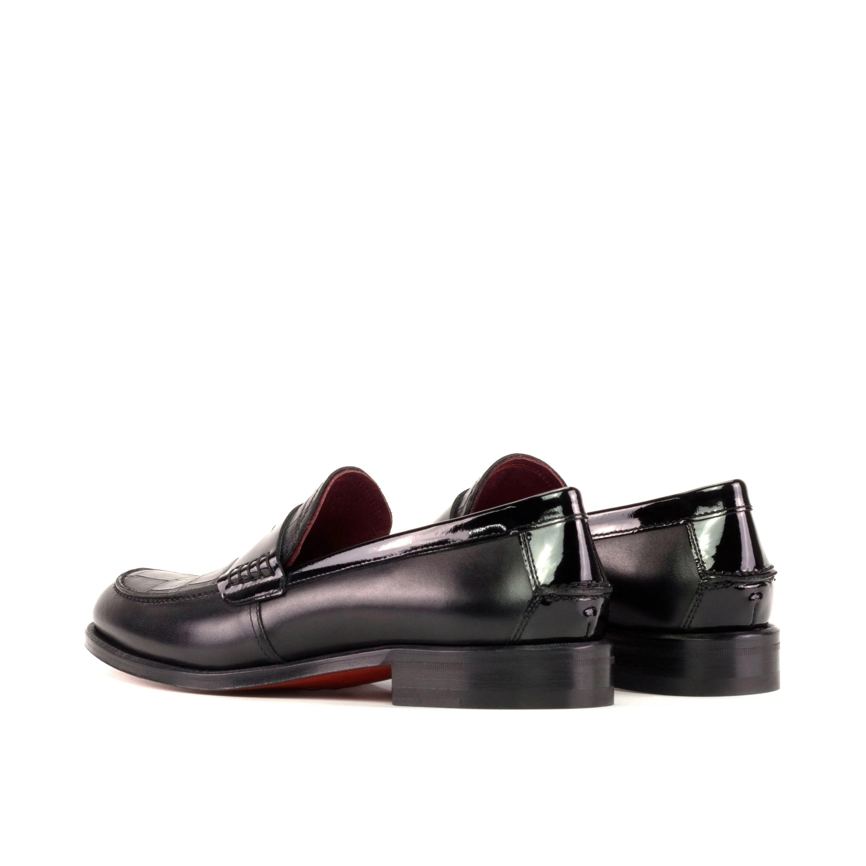 Shiny black leather loafers from XO unisex loafers collection for luxury footwear