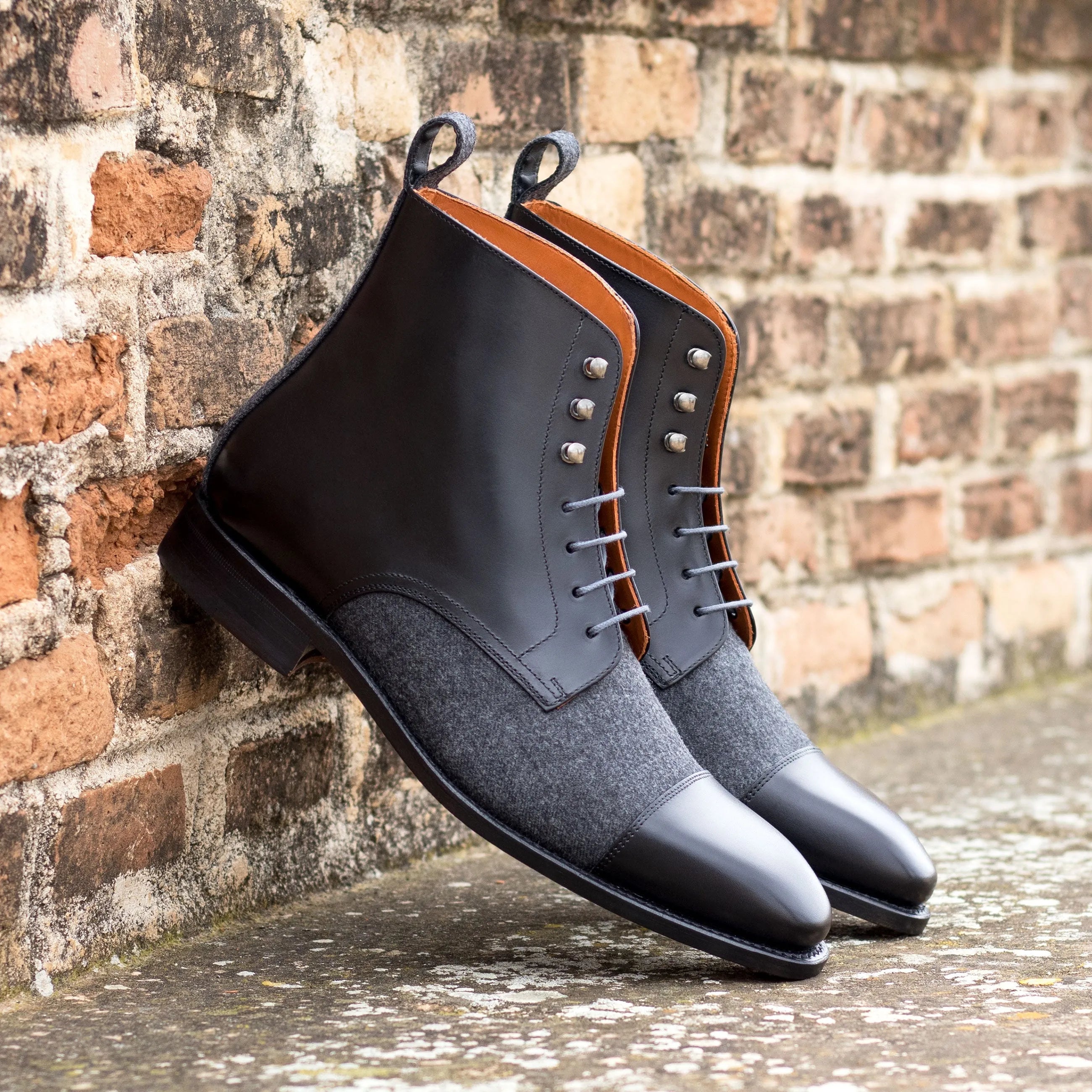Two-tone leather and wool boots showcasing Zenobia Jumper Boots style and elegance