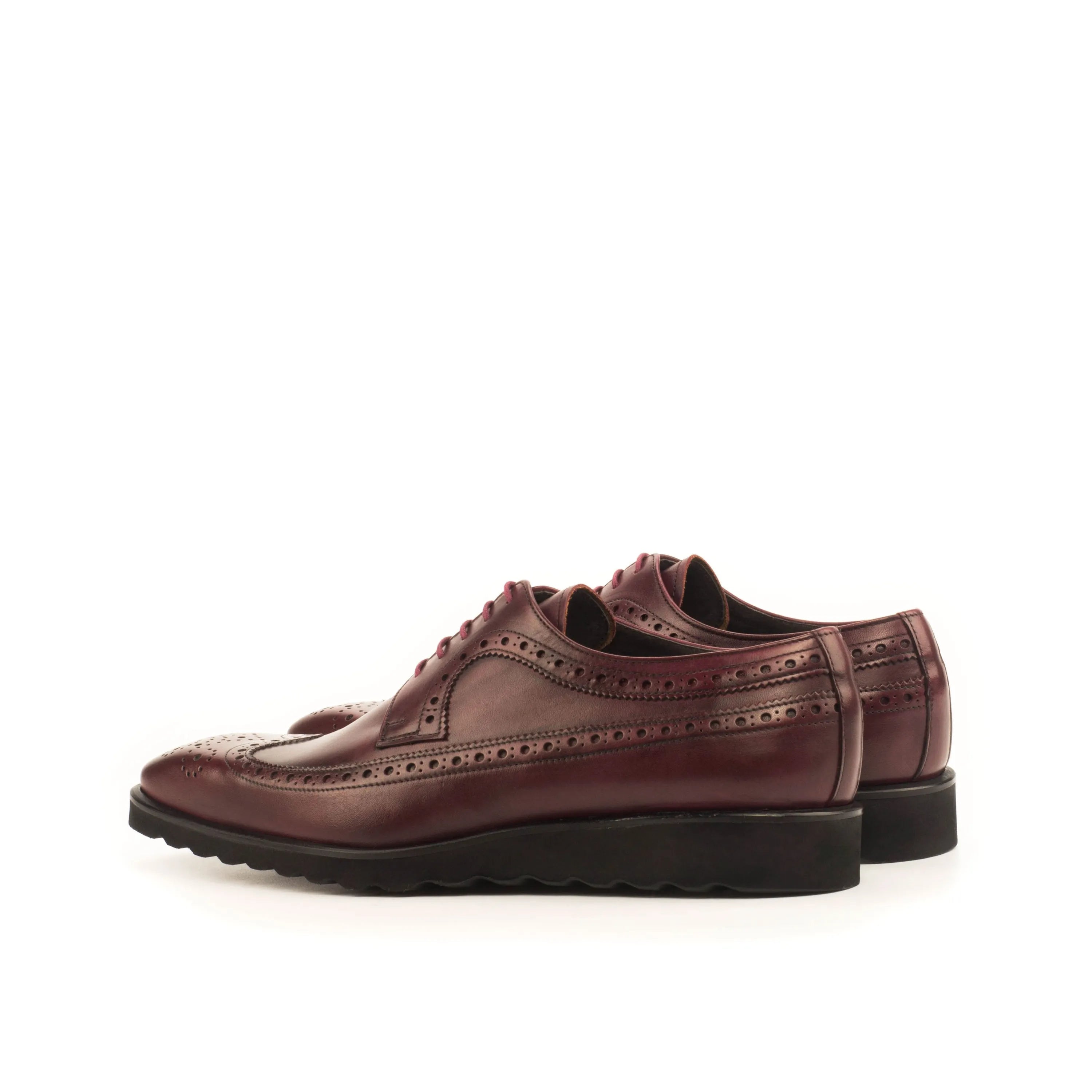 Burgundy leather wingtip dress shoes, Zonta Longwing Blucher for sophisticated style